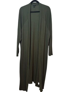 Torrid Long Olive Green Open Front Ribbed Cardigan Size 4X